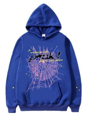 Blue/Purple spider Hoodie with Pink Graphic
